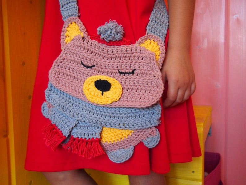 Crochet Bear Bag pattern, crochet pattern Bear Bag, crochet pattern Bear Purse, crochet Bear Bag, crochet bear, crochet bag, crochet purse image 3