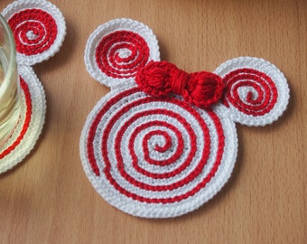 Christmas Lollipop Coaster Mouse crochet pattern, Christmas decoration