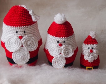 Christmas Ornament Santa Nesting Dolls crochet pattern, crochet pattern Santa Claus, crochet Nesting Dolls, crochet toy