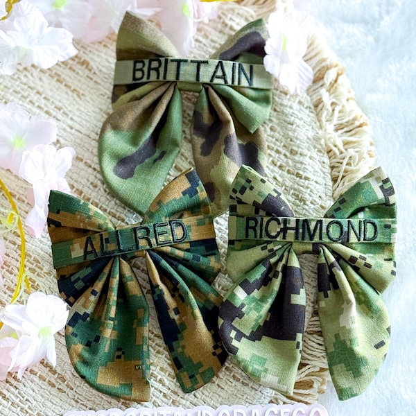 Military Nametape Midi Sailor Bow – Custom Bow, Embroidered Bow, Military Homecoming, Military Wife, Military Girlfriend, Deployment Gift