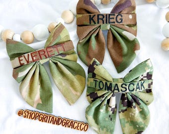 Military Nametape Midi Sailor Bow – Custom Bow, Embroidered Bow, Military Homecoming, Military Wife, Military Girlfriend, Deployment Gift
