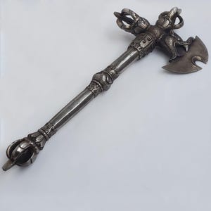 Tibetan Buddhist Iron Double Vajra kartika Tantrik Khatvanga 18.5" - Nepal