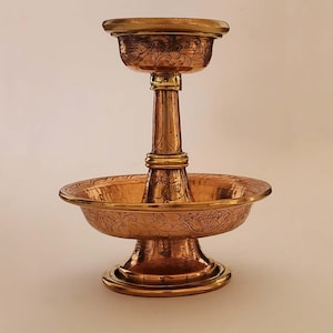 Tibetan Buddhist Copper Serkem Wine/Water Offering Bowls 4" - Nepal