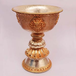 Tibetan Buddhist Finest Carvings Prayer Offering Butter Lamp 5.5&quot; - Nepal