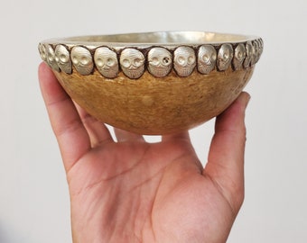Tibetan Buddhist Fine Handcrafted Resin Kapala Ritual Bowl 7&quot; - Nepal