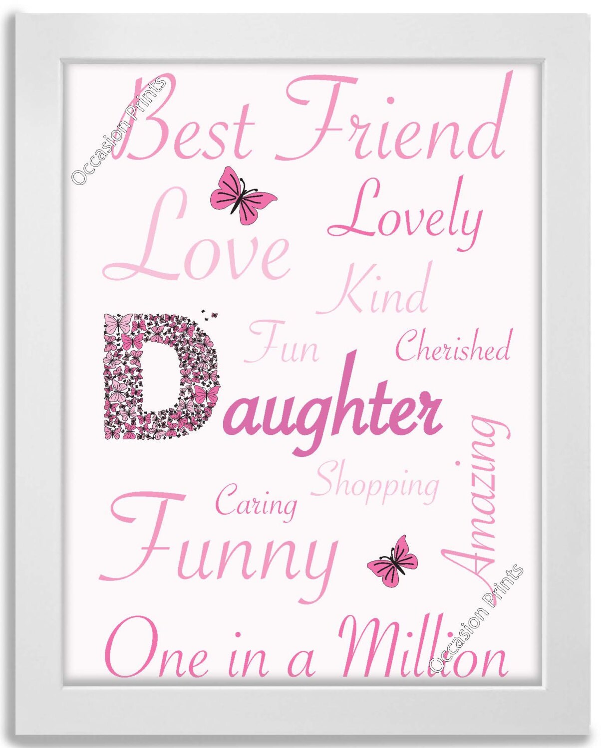 ** Personalised Beautiful Butterfly Word Art Print Gift Mom Daughter Friend ** 