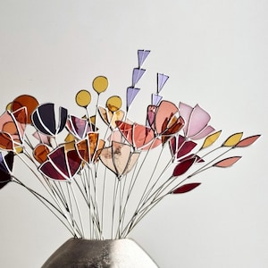 Handmade stained glass stem flower. To create a bunch of flowers. Plant stake. Plant decor. Mother's day gift. Plant pin. Wedding flowers