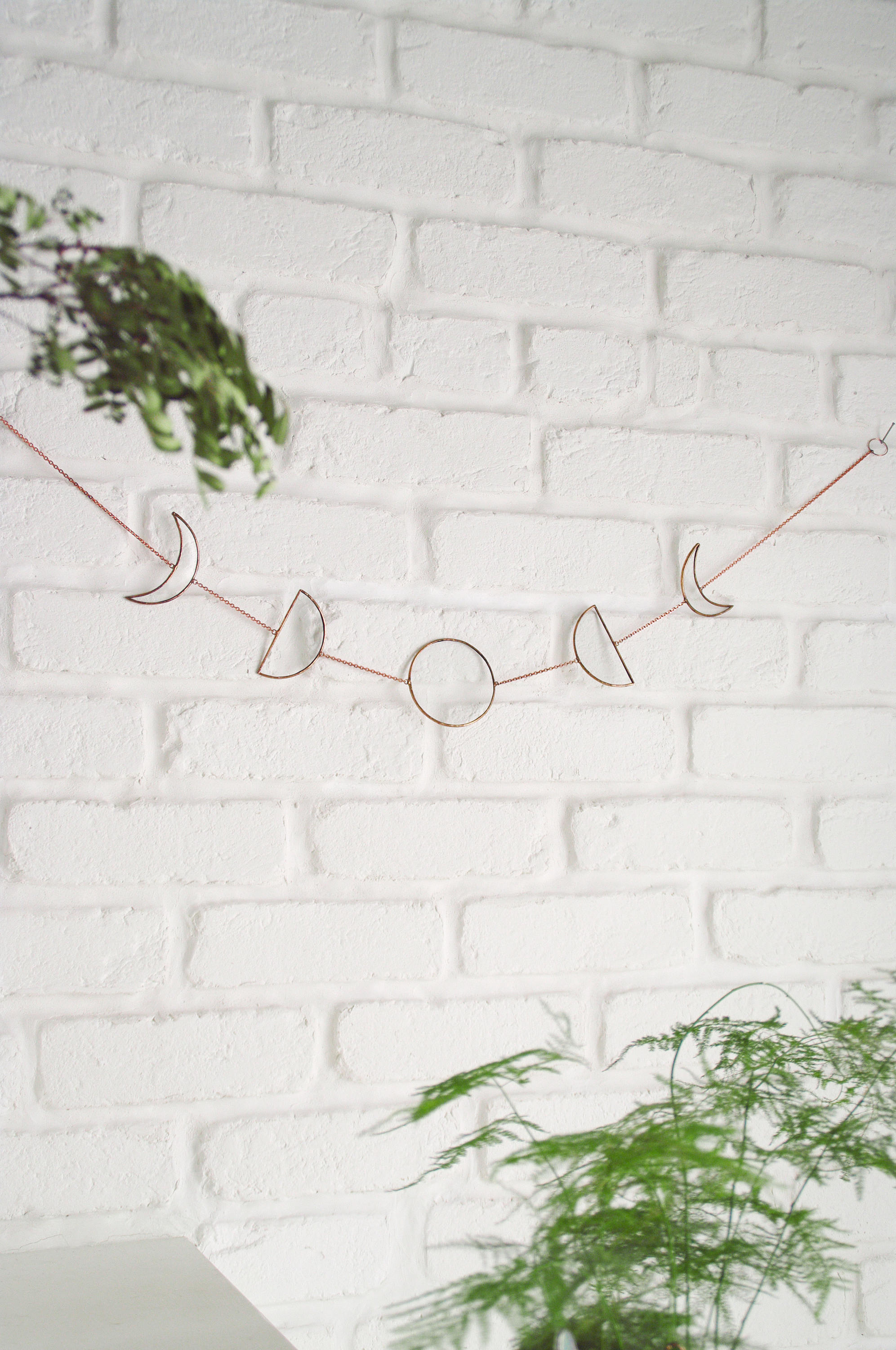 Glass moon phases. Sun catcher. Wall decor. Handmade. Copper Etsy