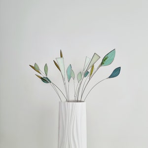 Stained glass leaf stem. To create a bunch of glass flowers. Plant stake. Plant decor. Mother's day gift. Glass plant decor. Wedding flowers