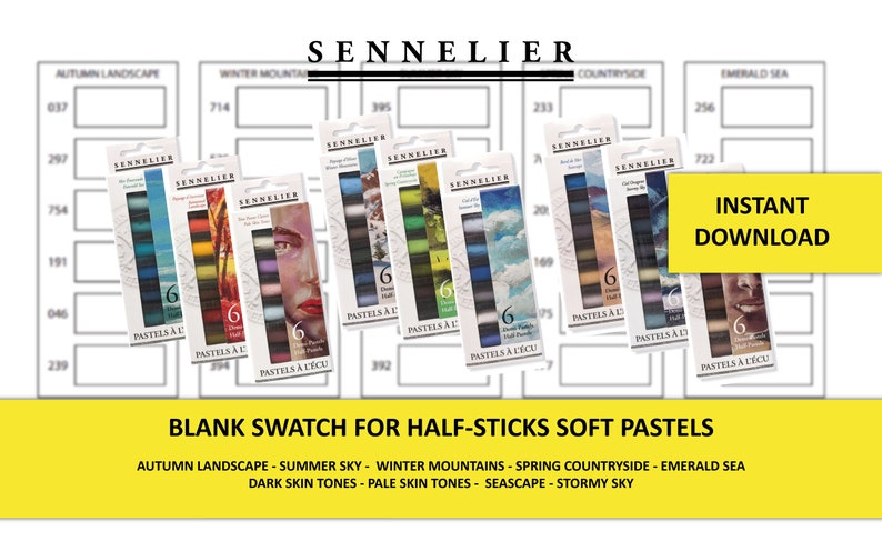 Soft Pastels Swatch Chart - Sennelier 6 Set DIY Printable Color Chart ...
