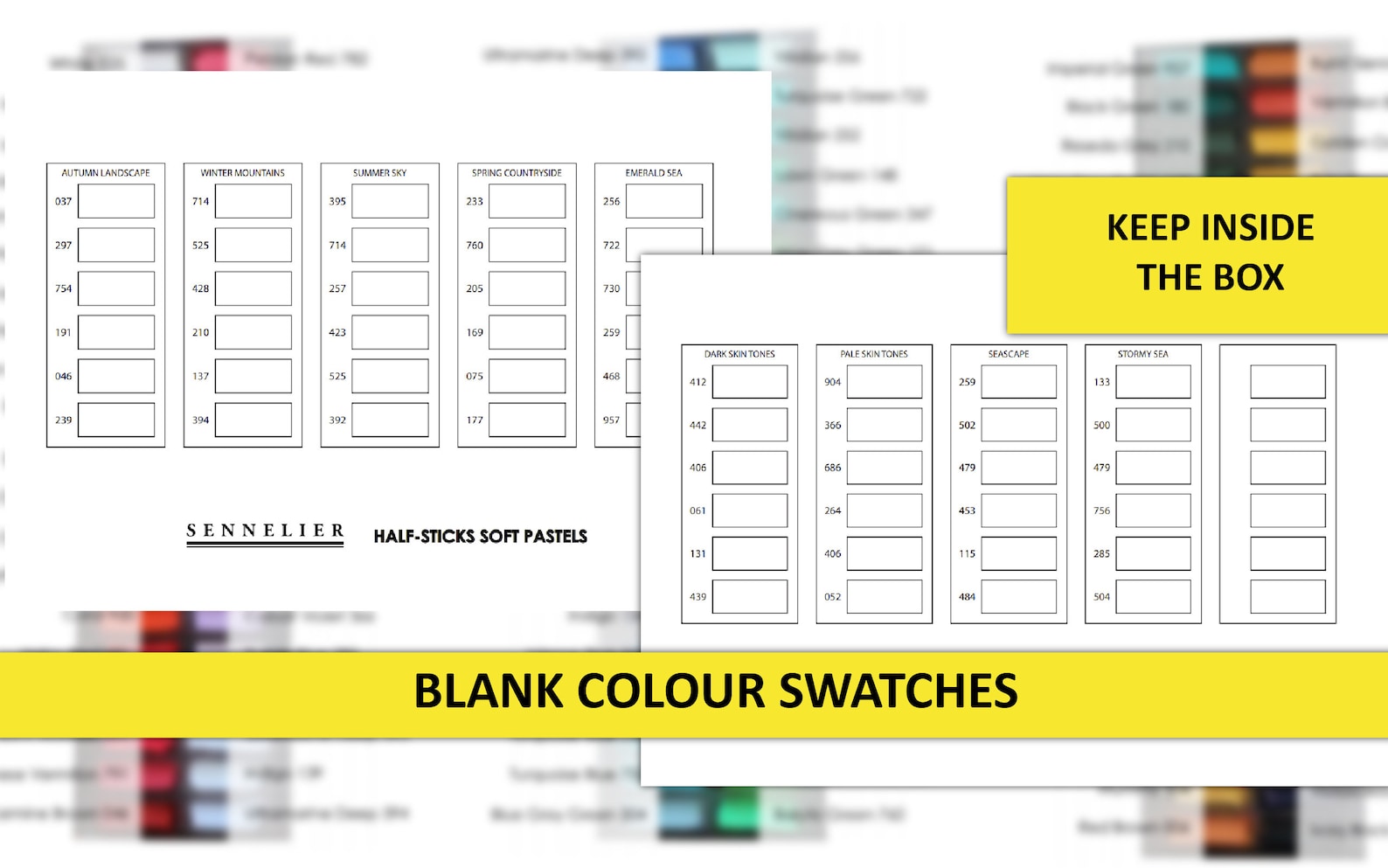 Soft Pastels Swatch Chart - Sennelier 6 Set DIY Printable Color Chart ...
