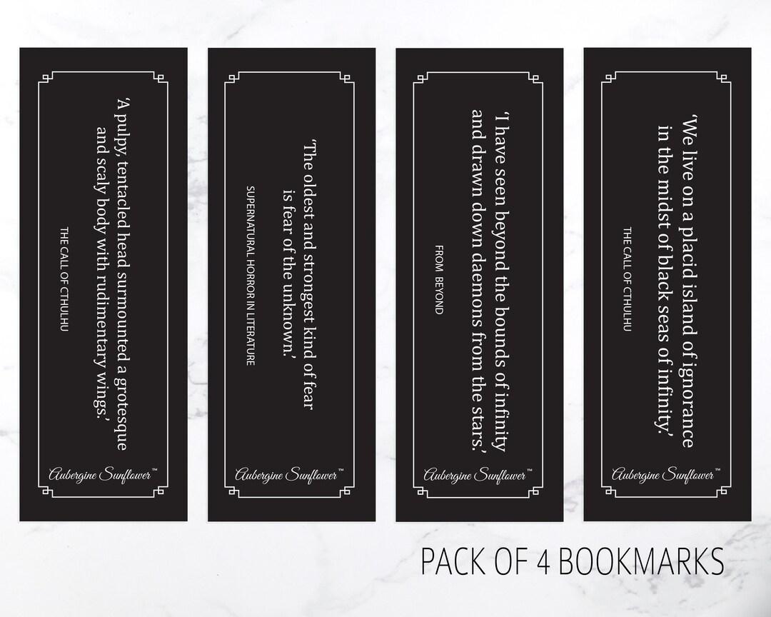 Bookmarks Set of 4 HP Lovecraft - Lovecraftian Book Gifts Aubergine ...