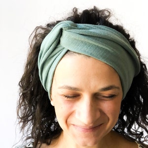 Muslin hairband sage, turban hairband, knot hairband, yoga accessory, hairband hairstyle, turban, gift girlfriend