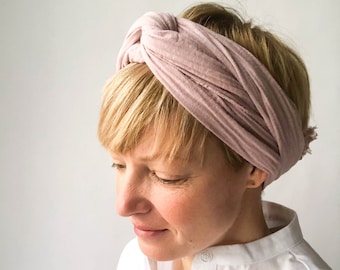 Muslin Hair Band Cherry Blossom, Yoga Hair Band, Hair Band Hairstyle, Hairband Muslin Pink