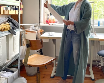 Kimono coat made of muslin // Sage, gift idea for women