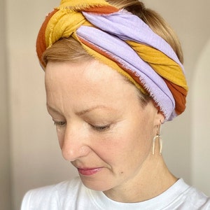 3 er Set Haarband. Als Turban gebunden.