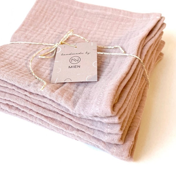 Napkins, cloth napkins, napkins, pink, muslin napkins, muslin