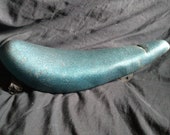 Vintage 1970 39 s Bicycle Banana seat 14 quot for muscle bikes, Schwinn stingray, etc. metal seat,Turquoise green glitter rubber seat cover