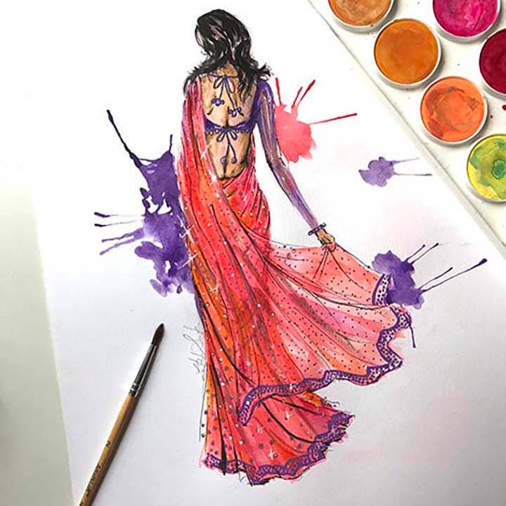 Saree Illustration Etsy