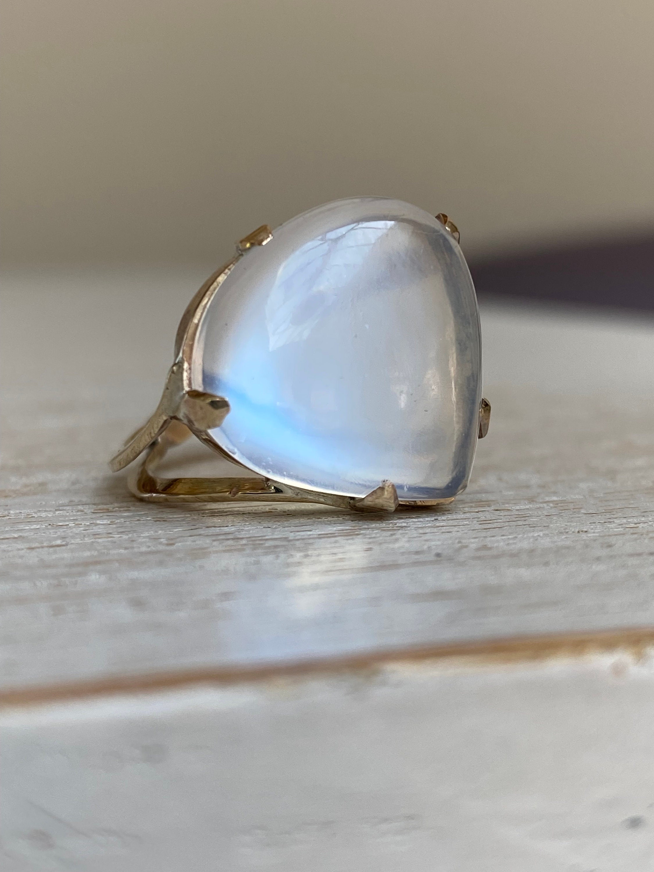 Antique 9k gold and large moonstone cabochon ring