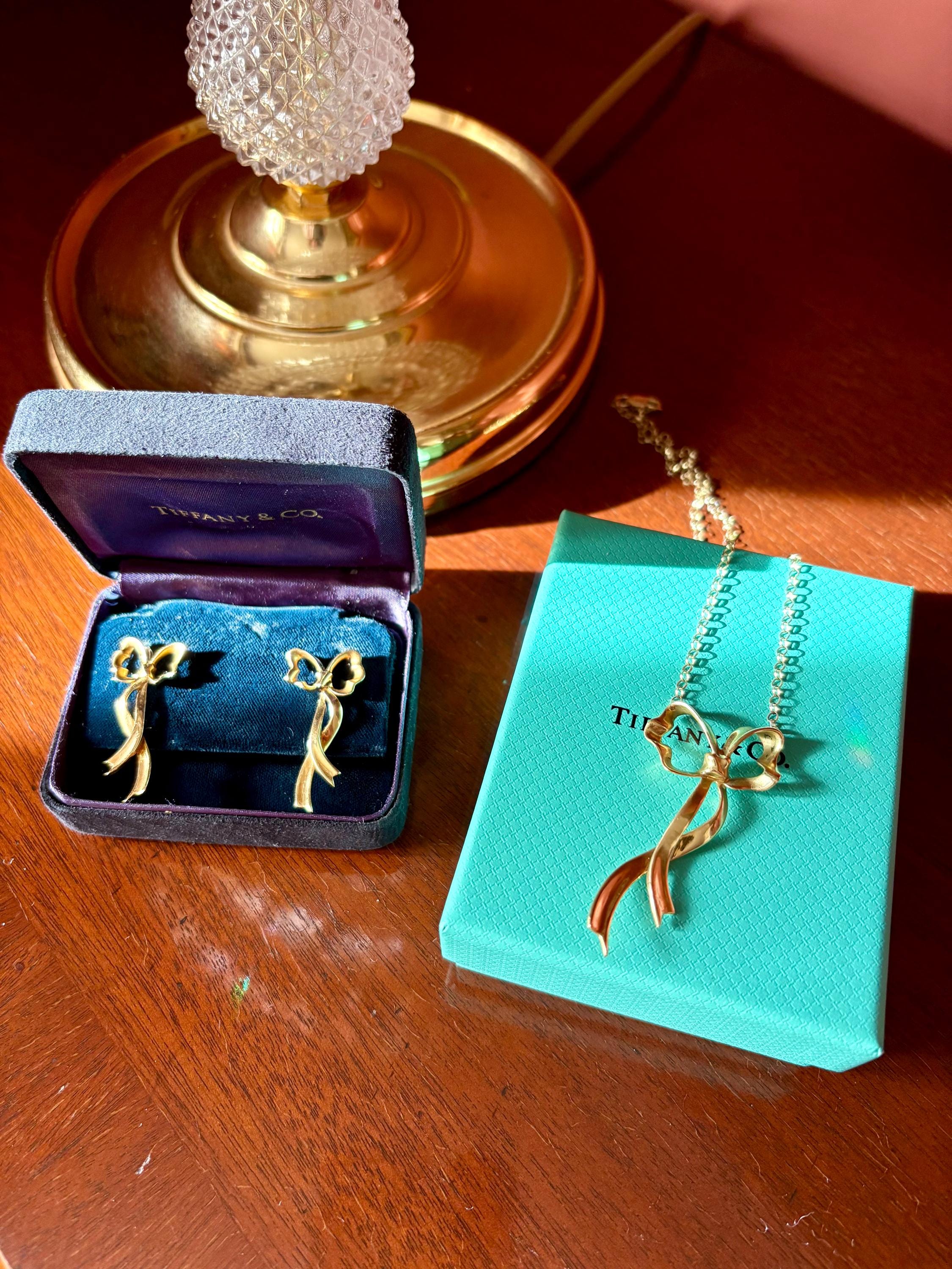 Vintage 18k Gold Tiffany and Co Ribbon Bow Necklace - Etsy