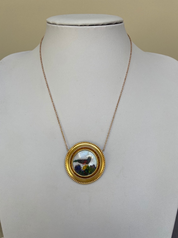 Victorian 14k gold bird locket necklace Gem