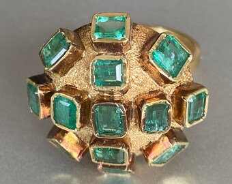 Vintage emerald "Sputnik" style ring