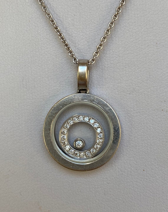 Vintage floating diamond and white gold necklace | Etsy