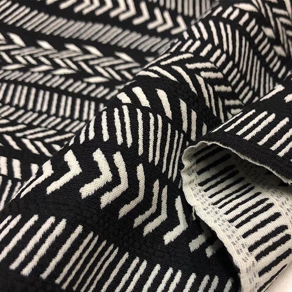 Black and White Fabric Geometric Woven Fabric Linen Aztec Fabric Boho Fabric