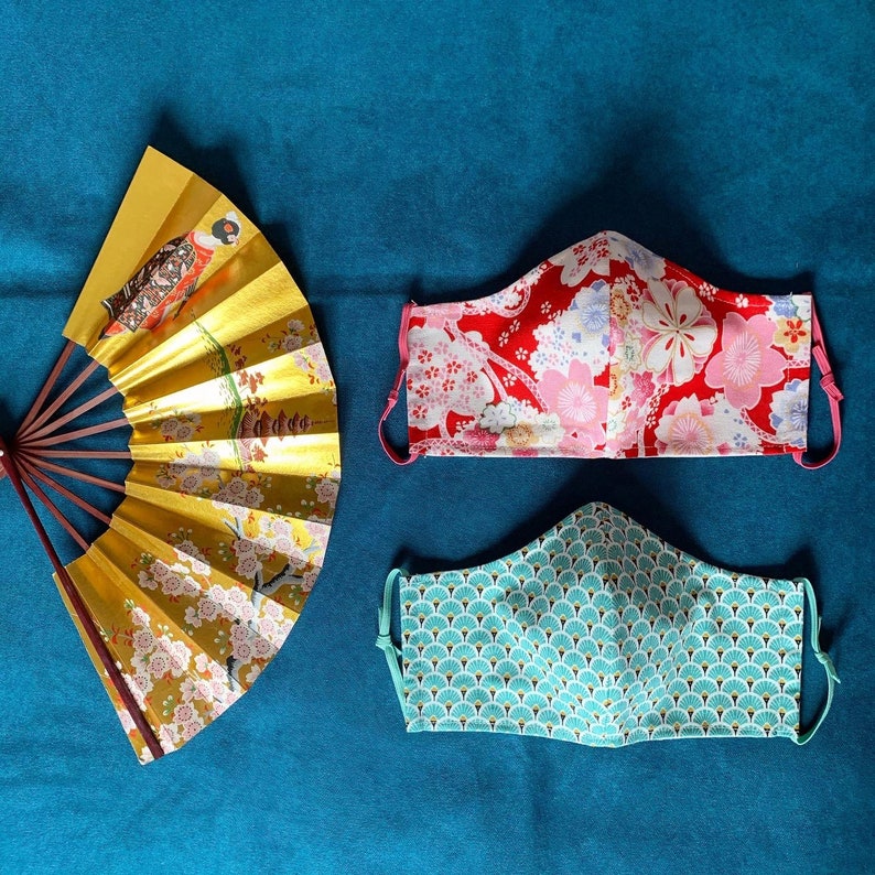 Masque en tissu Japonais, avec poche de filtre et pince nez, Trois couches image 6