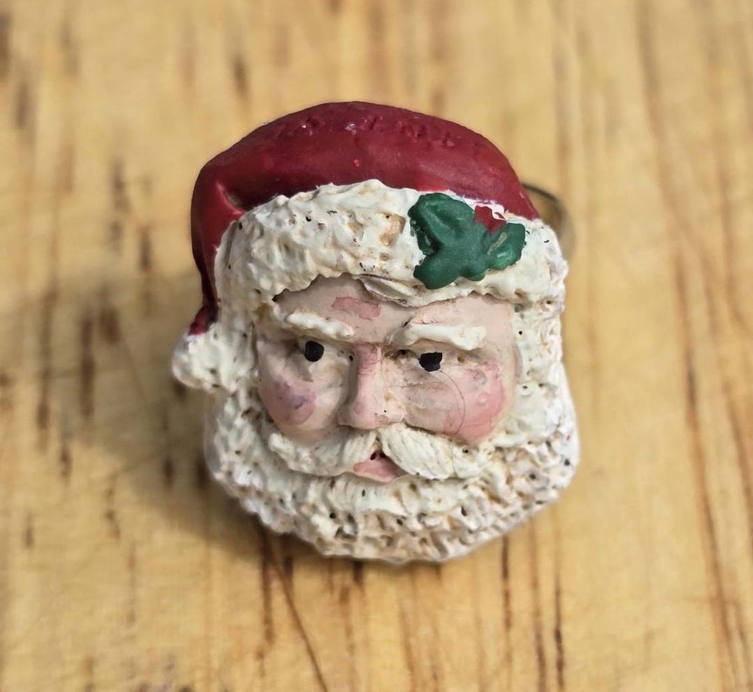 Hand Poured and Hand Painted TNT Pecan Resin Santa Ring and Matching ...