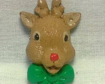 Handpainted Rudolph the Red Nosed Reindeer Christmas Pin