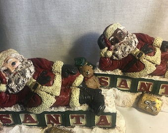 Handpainted Santa Reclining on Blocks