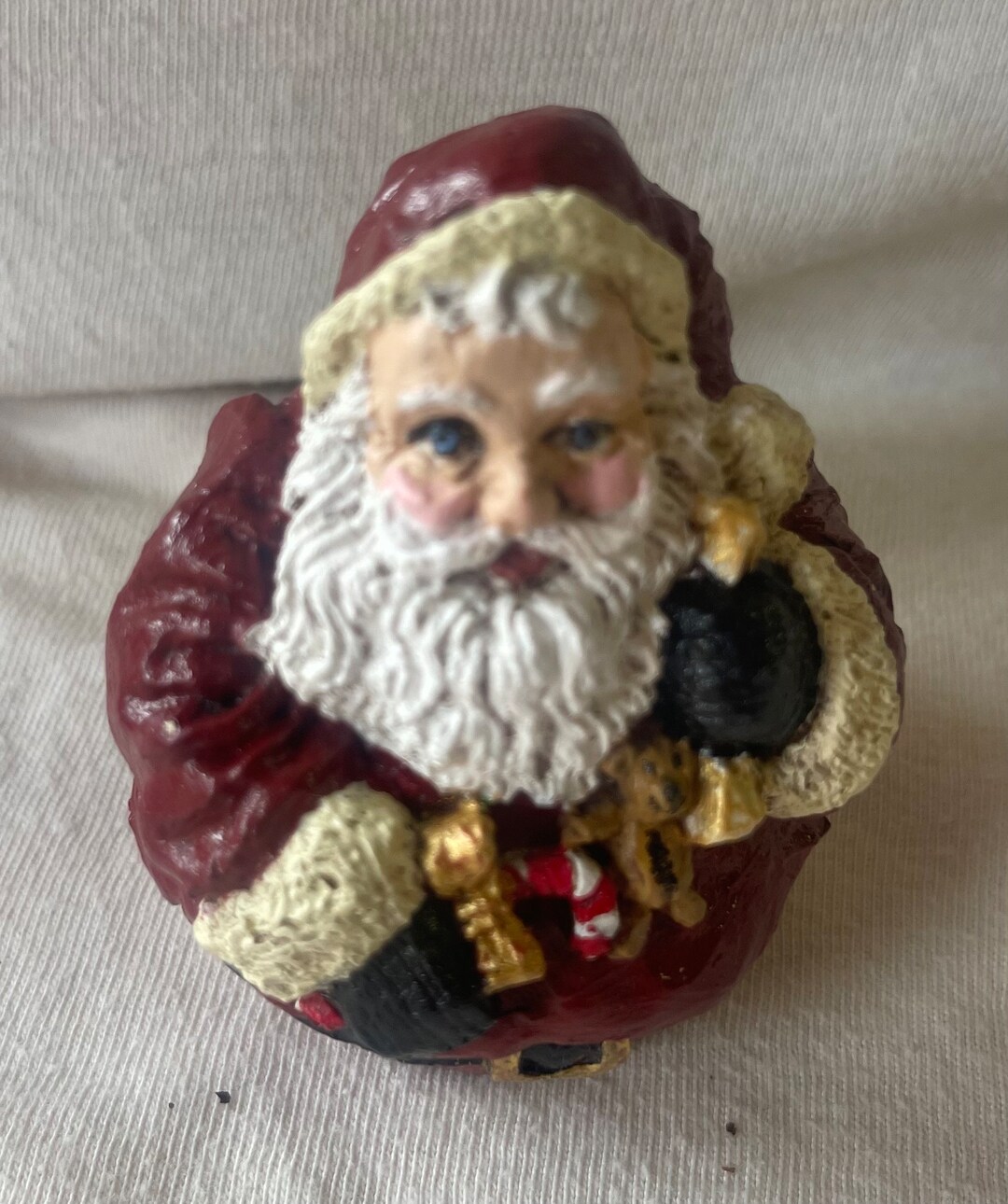 Handpainted Roly Poly Santa With Teddy Bear, Candy Cane and List - Etsy