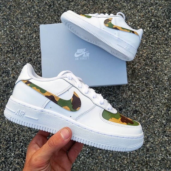 Camouflaged Custom Nike Air Force 1 Permanent Design | Etsy