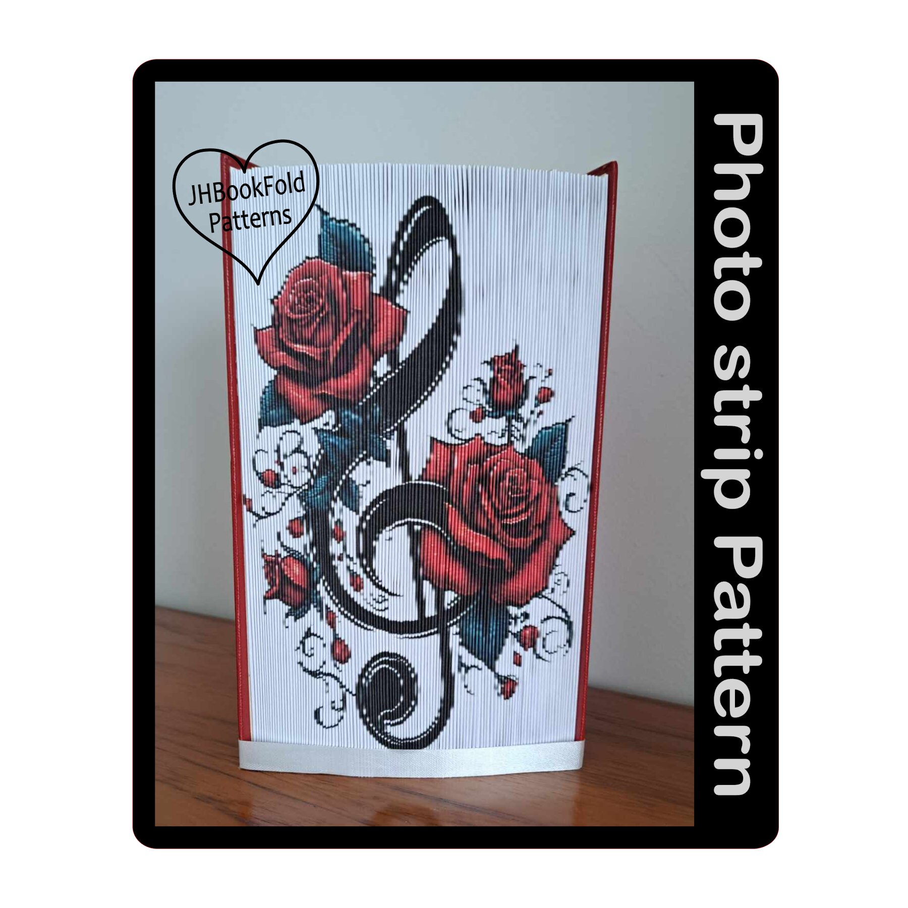 Clef Notes With Roses Red Rose Treble Clef Photo Strip Pattern (3093PS) - Etsy