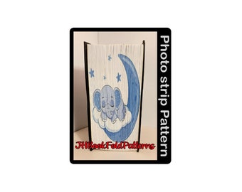 Cute Elephant and moon Photo strip Book art Pattern (1413PS)