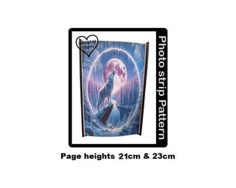 Snow wolf Photo strip Book art Pattern (3666PS)