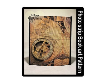 Old Map and Compass Photo strip Book art Pattern (1062)