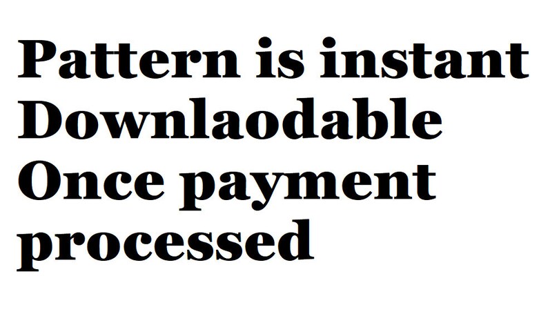 May include: Text that reads "Pattern is instant downloadable Once payment processed".