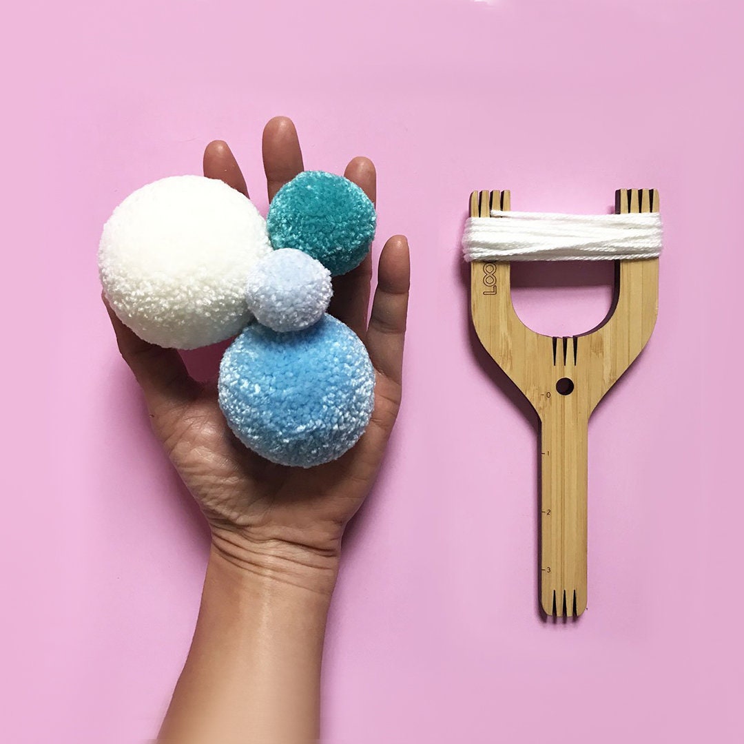 Pom Pom Maker, Wood & 5in1 Tool, Makes Multiple Size Pom Poms XL