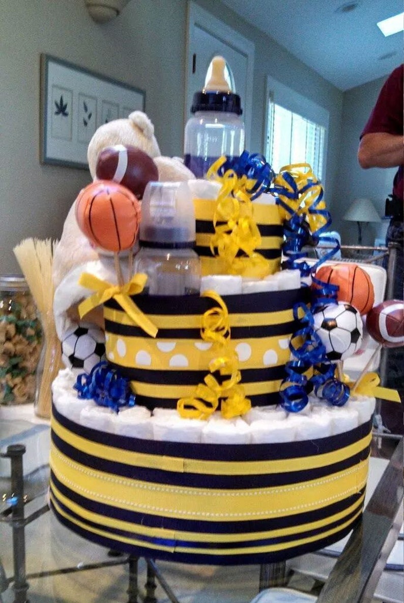 Sports Diaper Cake, Sport Themed Diaper Cake, Etsy