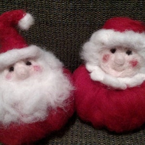 Wool Felted Santa and Mrs. Claus, needle felted Santa