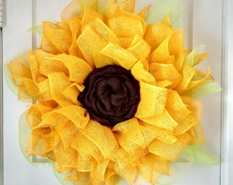 Sunflower Wreath, Burlap Sunflower Wreath, Xtra Large