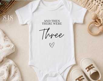 And Then There Were Three SVG PNG, Pregnancy Announcement SVG, Family of Three Baby Reveal, First Baby Announcement, Expecting Baby Cut File