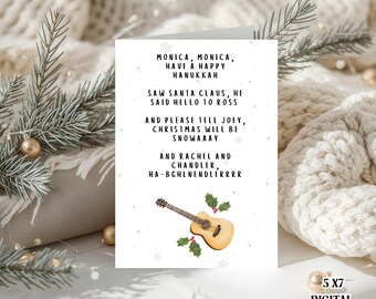 Friends Christmas Card Printable, Phoebe Christmas Song Card, Monica Monica Have a Happy Hanukkah, Funny Holiday Card, Digital Download