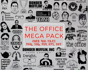 Mega Pack - Pliki biurowe, png, svg, eps, dxf Zabawne grafiki Dunder Mifflin, cytaty Michaela Scotta i Dwighta Schrute'a