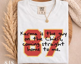 Karma 87 PNG, Chiefs Football, Sports Team, Digital Sticker, Travis Kelce Design, Football Season Tshirt Graphic, Guy on The Chiefs