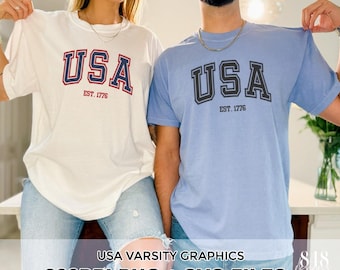 USA 1776 PNG & svg Files, 4th of July Tshirt Varsity Design, Trendy America Graphic, Patriotic PNG, Memorial Day Subliminal
