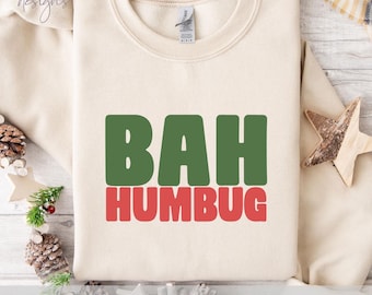 Bah Humbug SVG PNG, Funny Christmas SVG, Christmas Quote Shirt Design, Retro Holiday Png, Grumpy Christmas Cricut Cut File, Sublimation